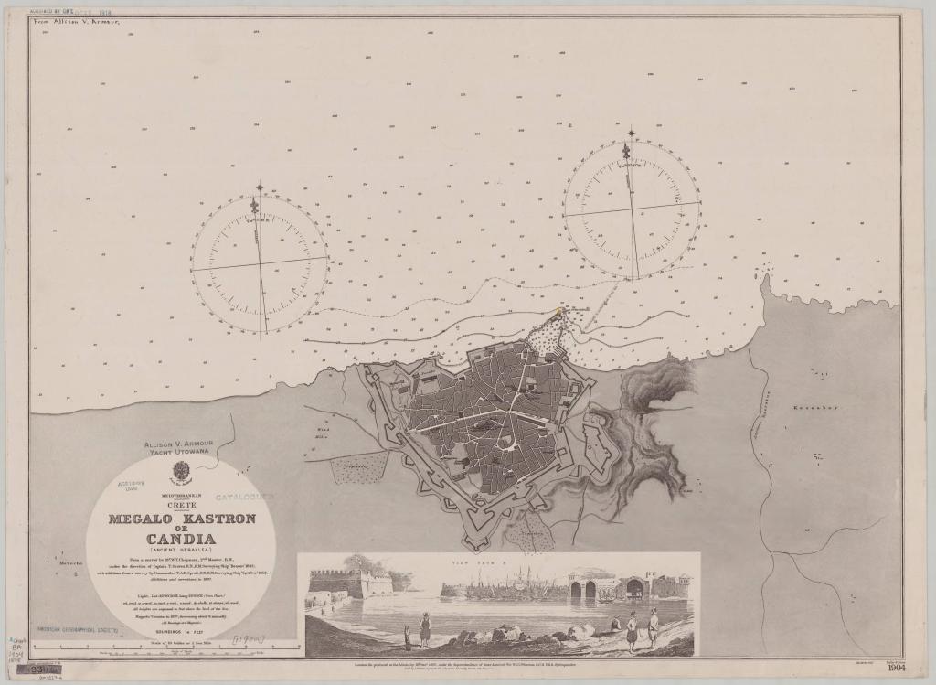 Carte nautique de l'Amirauté - No-1904 Crète - Megalo Kastron Candia