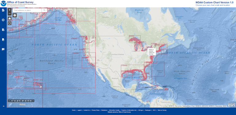 Papierowe i PDF mapy morskie NOAA - niestandardowe narzędzie wykresów NOAA