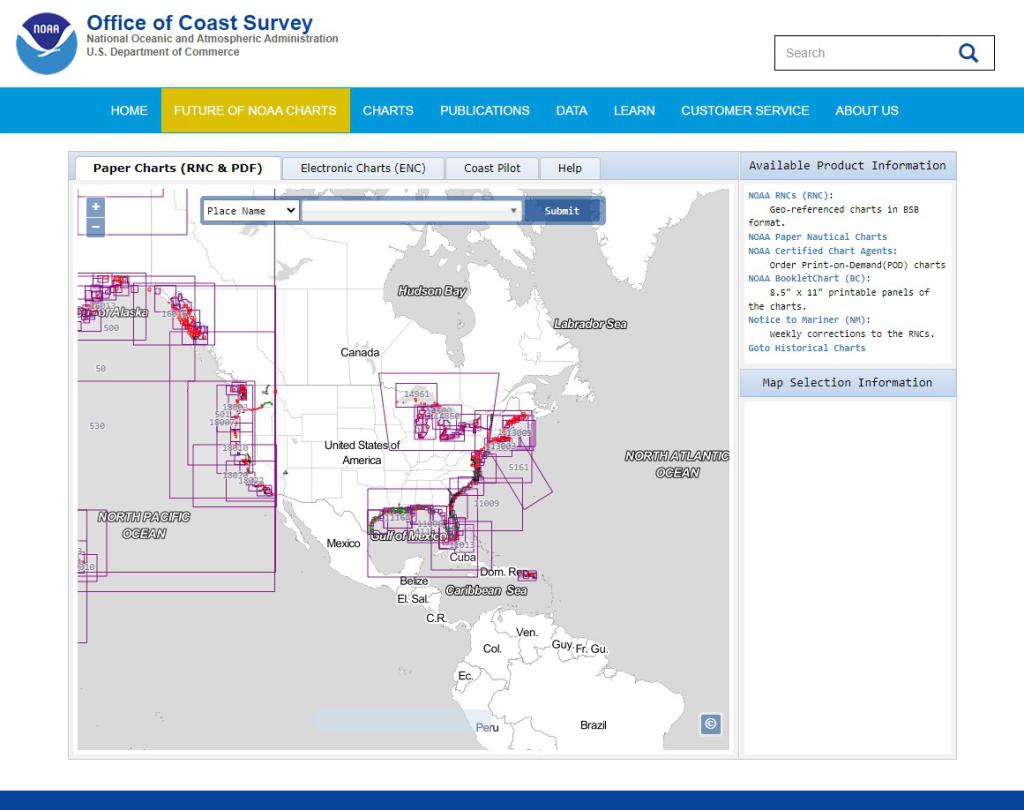 NOAA - paper nautical charts (RNC-PDF)