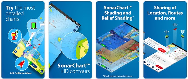 नेवियोनिक्स समुद्री चार्ट - नौका विहार समुद्री चार्ट और झीलों का अनुप्रयोग