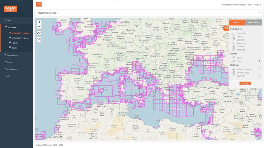 ψηφιακούς θαλάσσιους χάρτες πλοήγησης