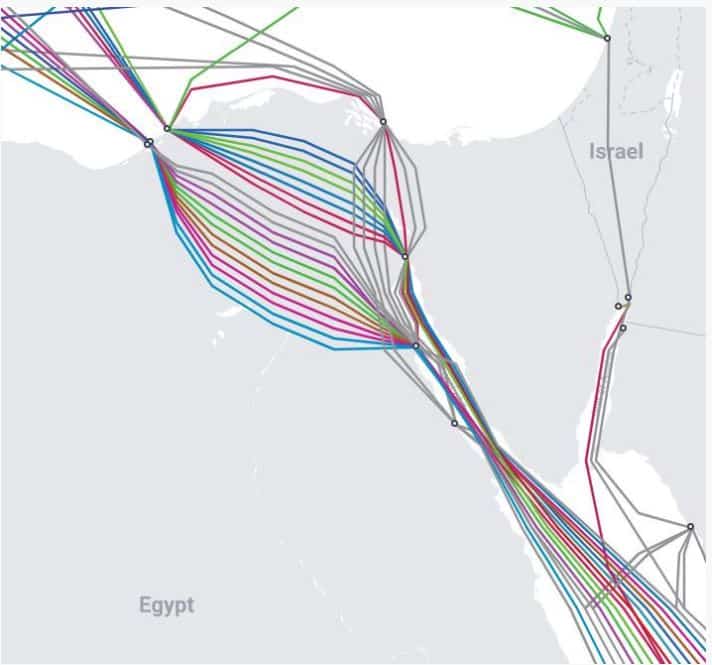 世界中の重要な水中エネルギーネットワークの地図