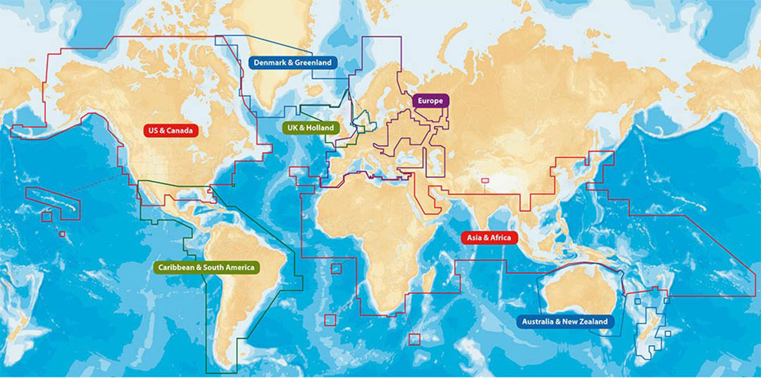 Nautiska sjökort - täckning över hela världen